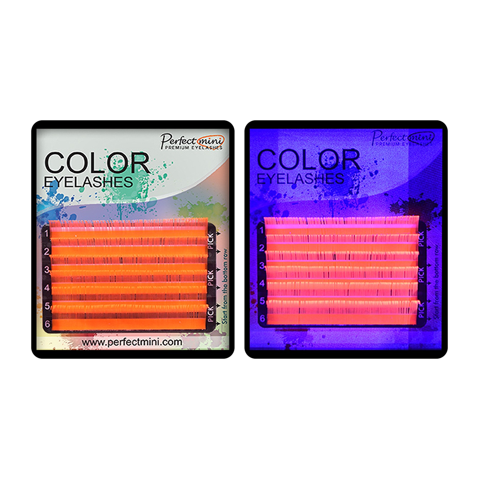 Mini Fluorescente Perfeito -  Laranja vermelha -  Mix 8-13, C, 0,15 mm
