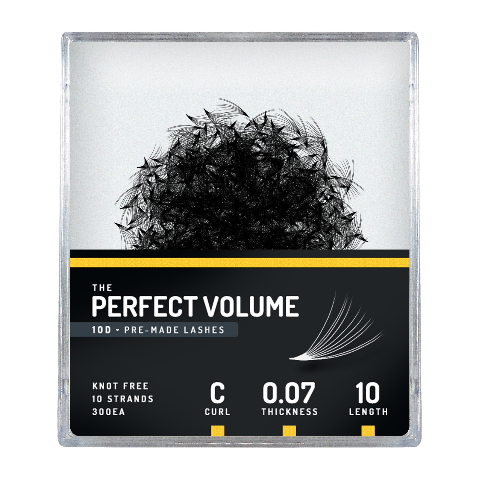 Volume Perfeito -  300 buchetes pré-fabricados 10D -  10 mm, C, 0,07 mm