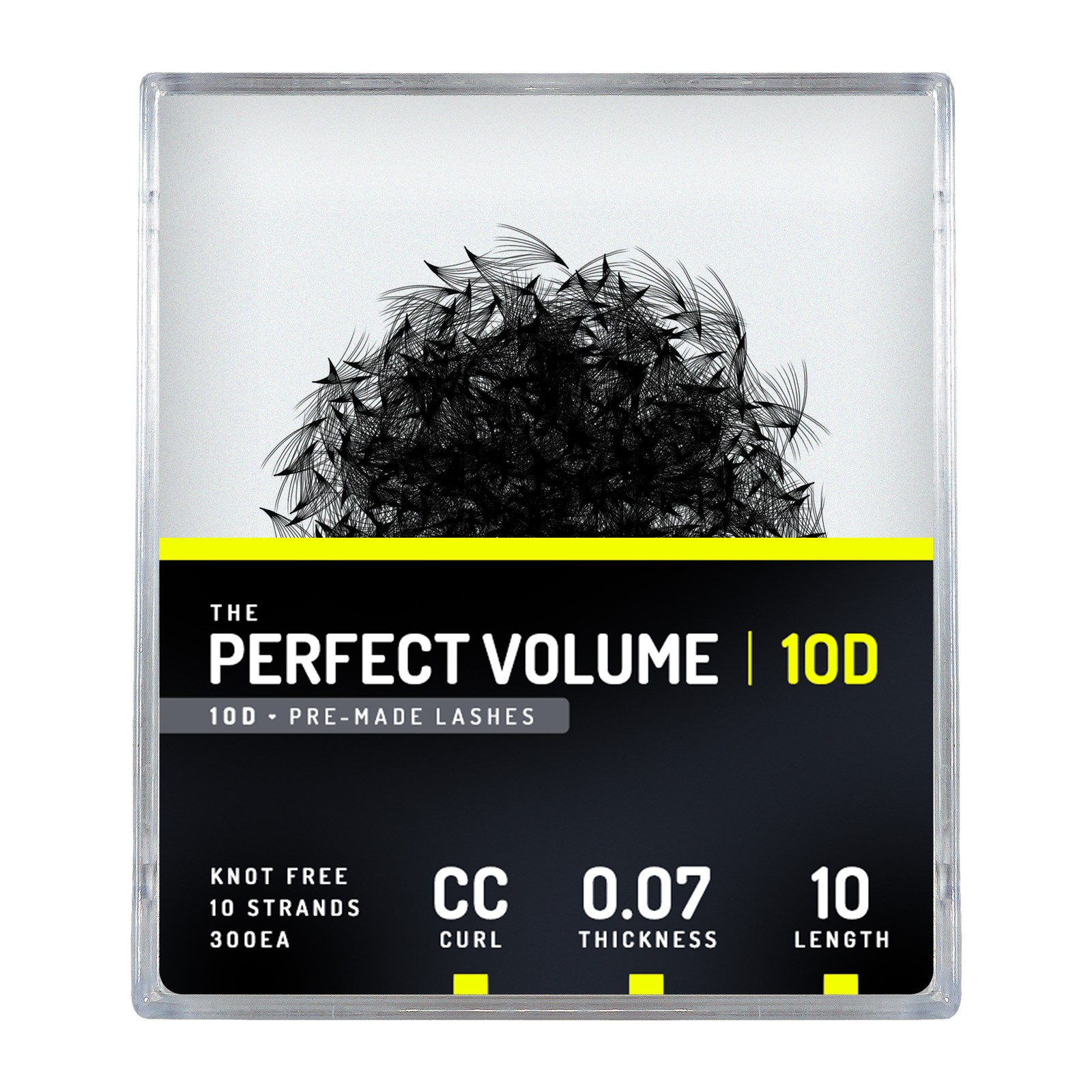Volume Perfeito -  300 buchetes pré-fabricados 10D -  10 mm, CC, 0,07 mm
