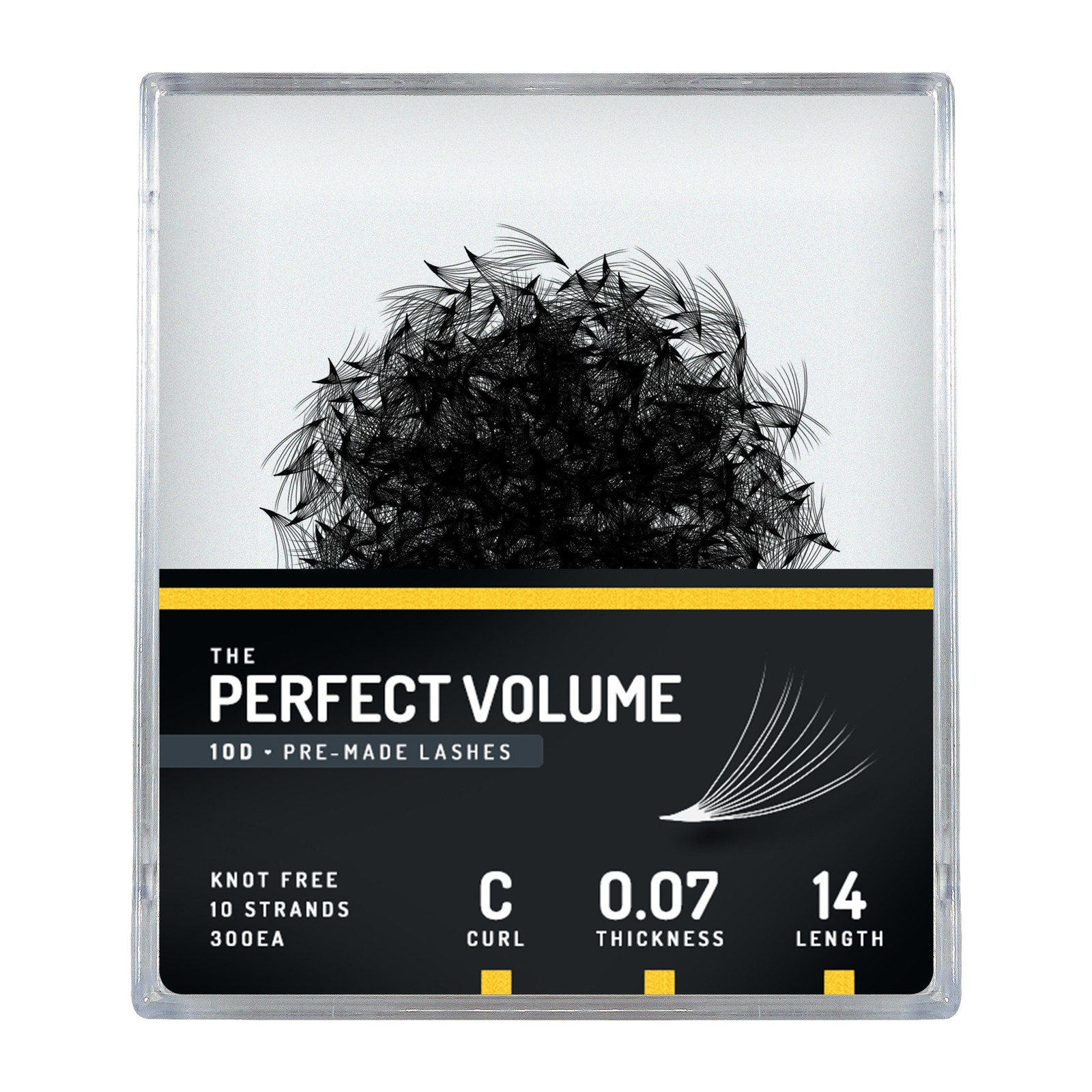 Volume Perfeito -  300 buchetes pré-fabricados 10D -  14 mm, C, 0,07 mm