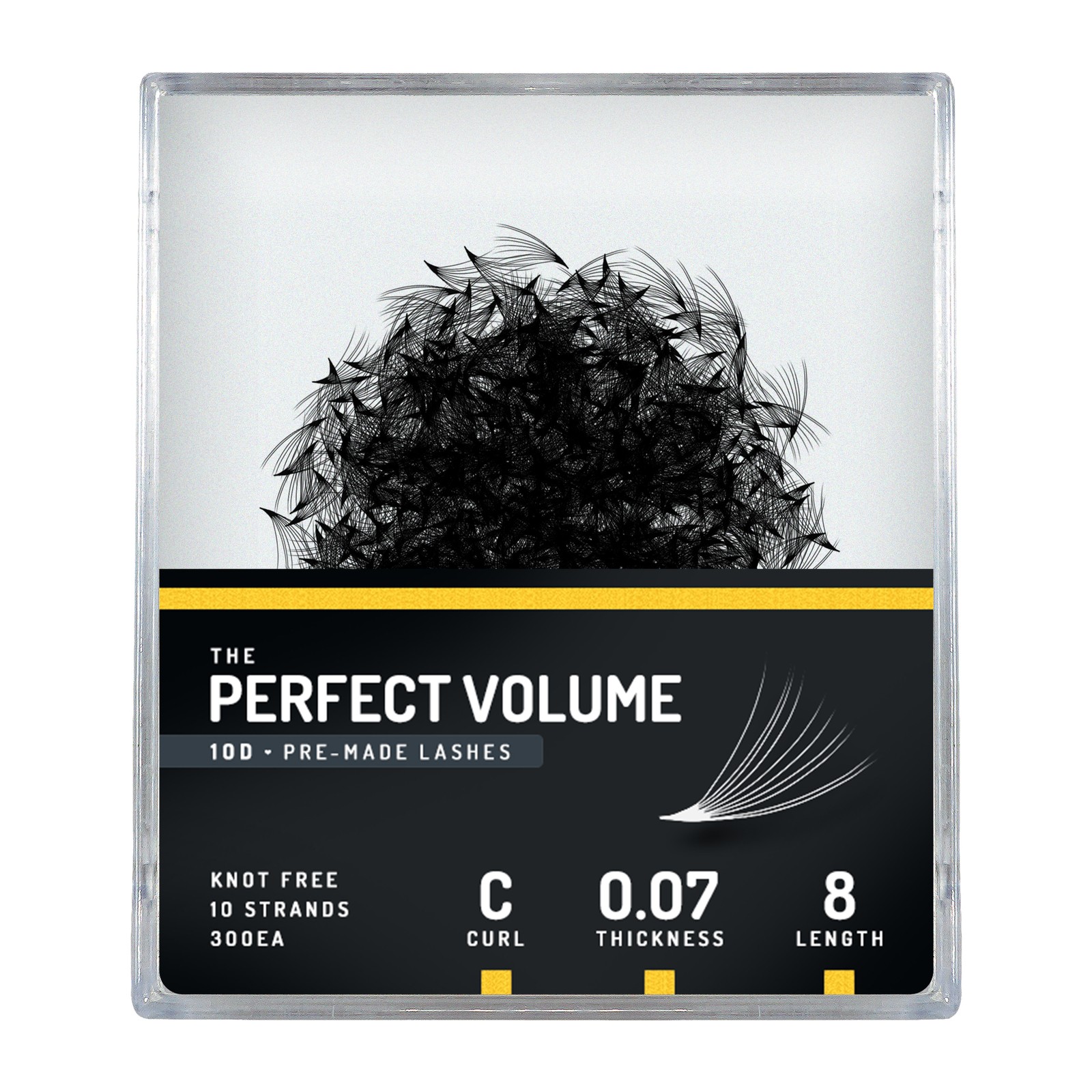 Volume Perfeito -  300 buchetes pré-fabricados 10D -  8 mm, C, 0,07 mm