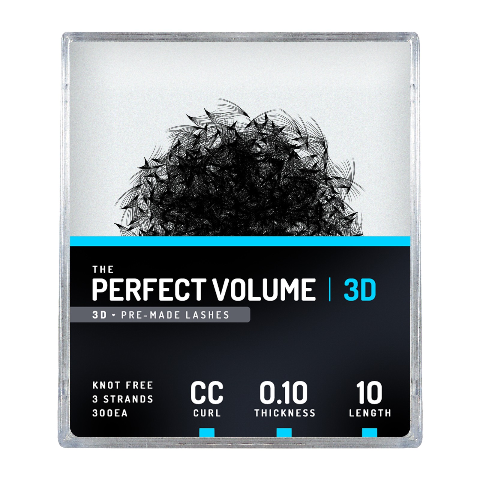 Volume Perfeito -  300 buchetes 3D pré-fabricados -  10 mm, CC, 0,10 mm