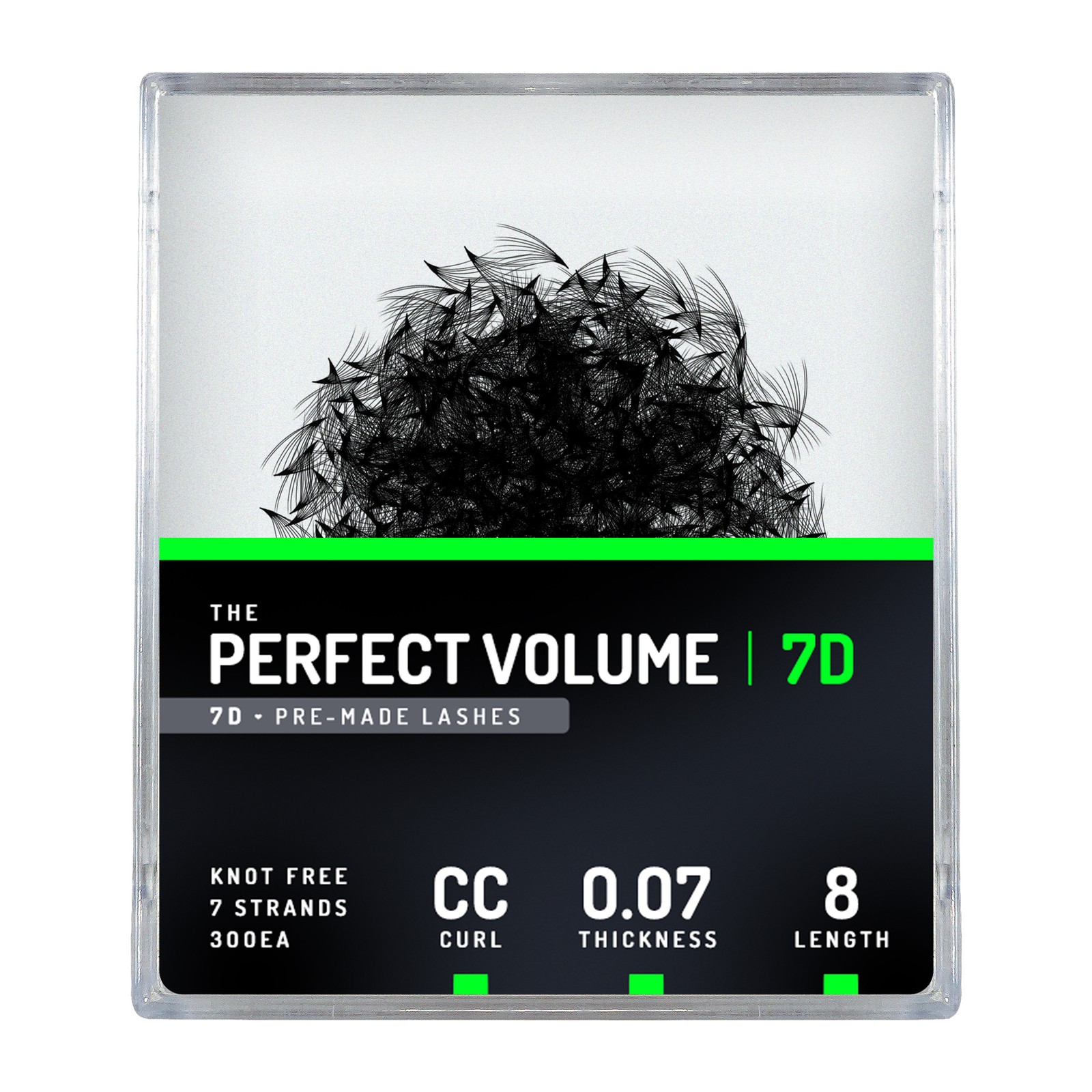 Volume Perfeito -  300 buchetes pré-fabricados 7D -  8 mm, CC, 0,07 mm