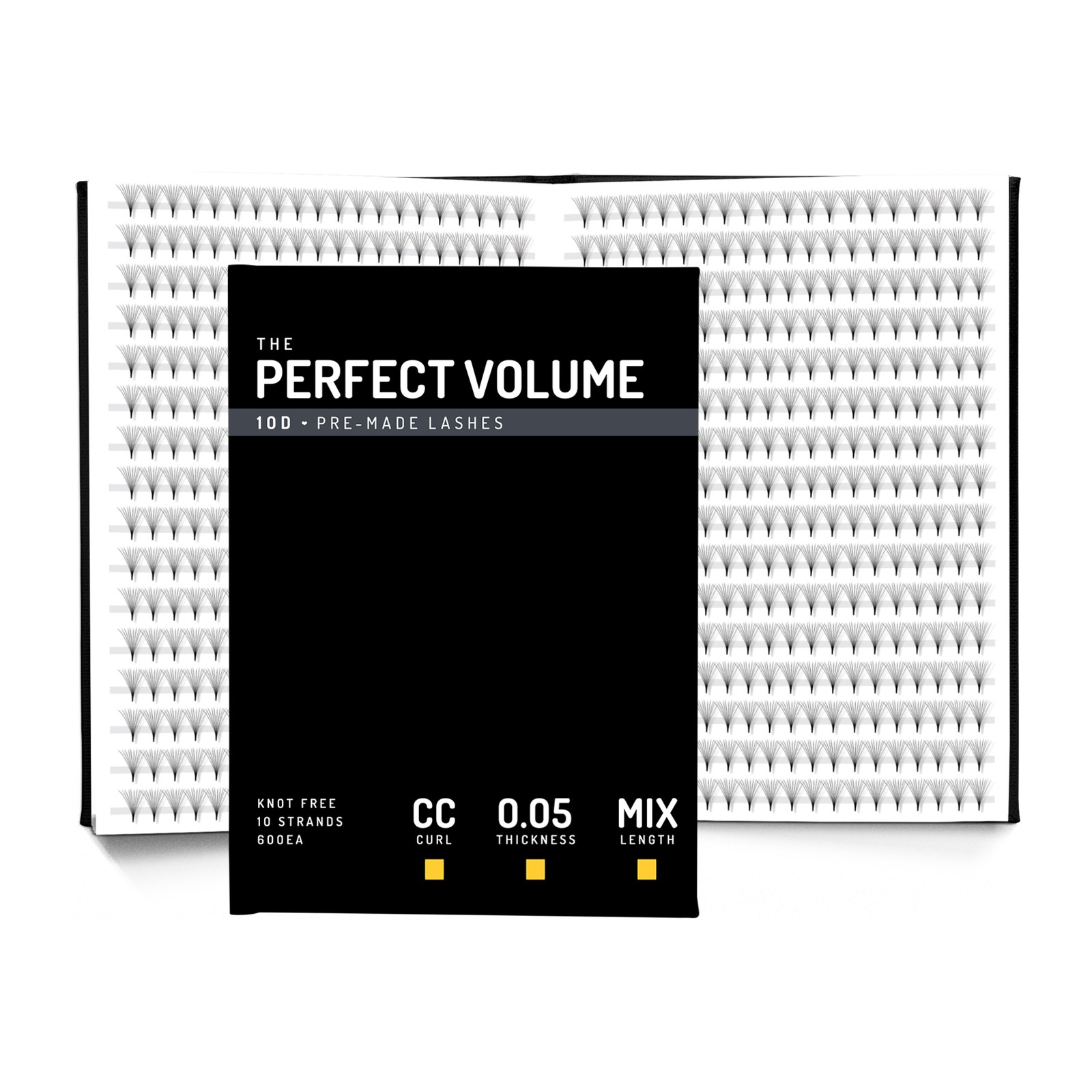 Volume Perfeito -  600 buchetes pré-fabricados 10D -  MISTURA 9-14mm, CC, 0,05mm